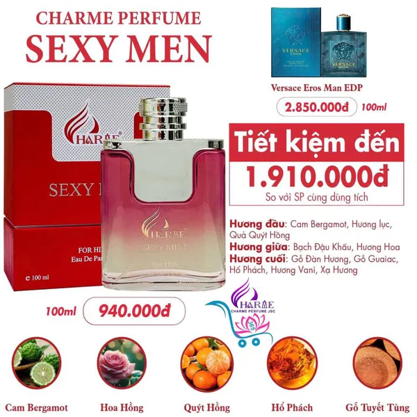 Nước Hoa Charme Sexy Men 100ml Nam Mới Chính Hãng [Phiên bản 2024]
