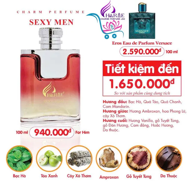 Nước Hoa Charme Sexy Men 100ml Nam Mới Chính Hãng [Phiên bản 2024]