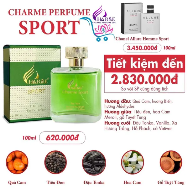 Nước Hoa Charme Sport 100ml Nam Chính Hãng