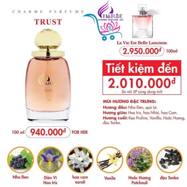 Nước Hoa Charme Trust 100ml Nữ Mới Chính Hãng [Phiên Bản 2024]
