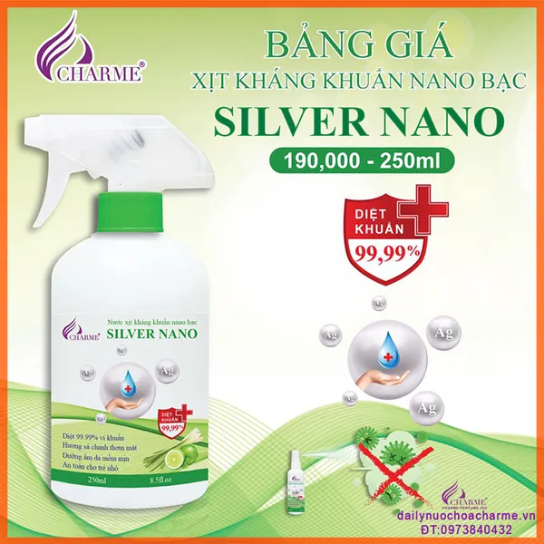 Nước Xịt Kháng Khuẩn Nano Bạc CHARME SILVER NANO 100ml