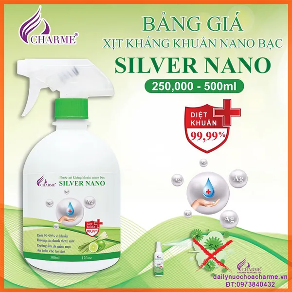 Nước Xịt Kháng Khuẩn Nano Bạc CHARME SILVER NANO 100ml
