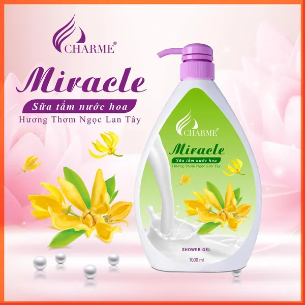 Sữa Tắm Nước Hoa Charme Miracle 1000ml Cho Nữ Hương Ngọc Lan Tây