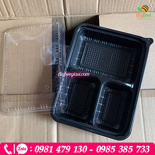 Hộp nhựa 3 ngăn đựng cơm phần, đồ ăn mang đi tiện lợi Hộp nhựa 3 ngăn đựng cơm phần, đồ ăn mang đi tiện lợi