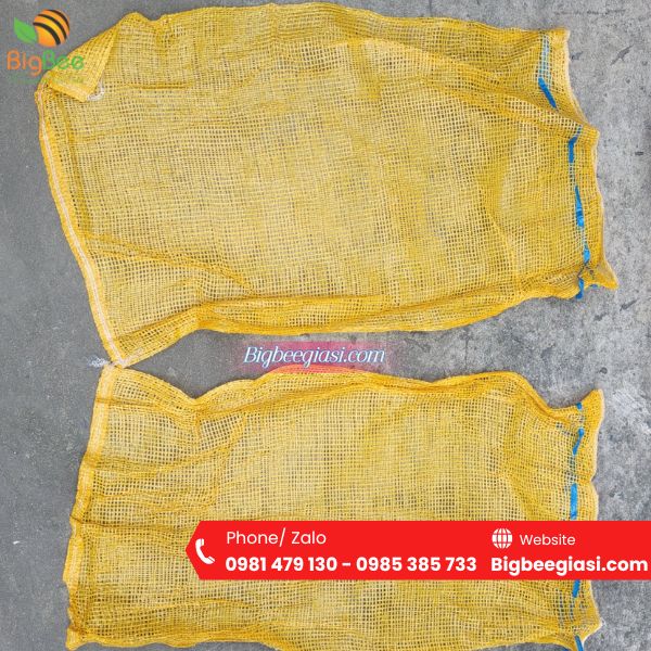 Bao tải lưới leno màu vàng Bao tải lưới leno màu vàng