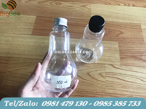 mẫu chai bóng đèn đựng trà sữa