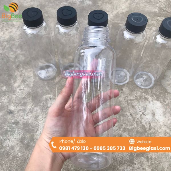 Chai pet 500ml nắp đen Chai pet 500ml nắp đen
