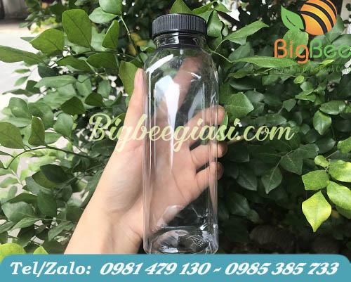 chai nhựa vuông miệng rộng 350ml