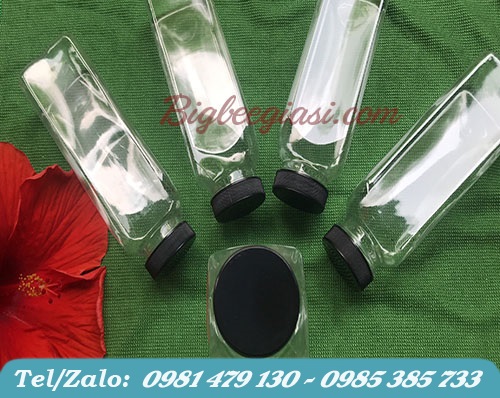 Chai nhựa vuông miệng rộng 350ml Chai nhựa vuông miệng rộng 350ml