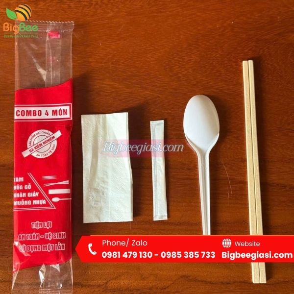 Combo muỗng nhựa - đũa tre, tăm tre, khăn giấy Combo muỗng nhựa - đũa tre, tăm tre, khăn giấy