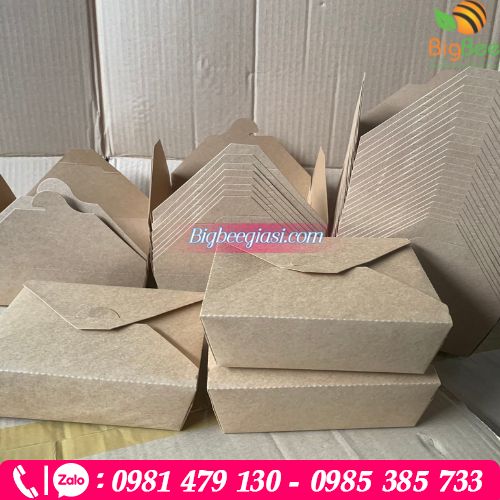 Hộp giấy kraft nắp gài phù hợp với nhu cầu kinh doanh đồ ăn mang đi Hộp giấy kraft nắp gài phù hợp với nhu cầu kinh doanh đồ ăn mang đi