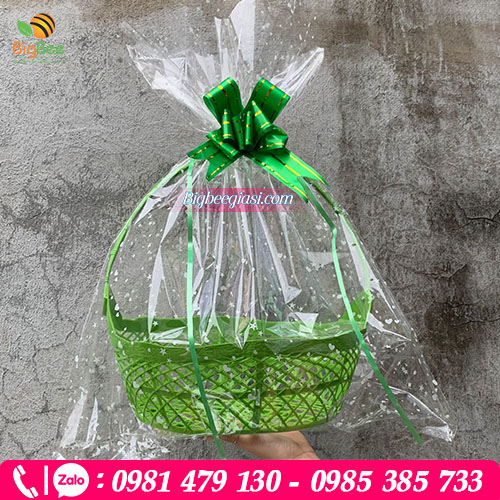 Mẫu Giỏ nhựa đựng quà tết màu xanh Mẫu Giỏ nhựa đựng quà tết màu xanh