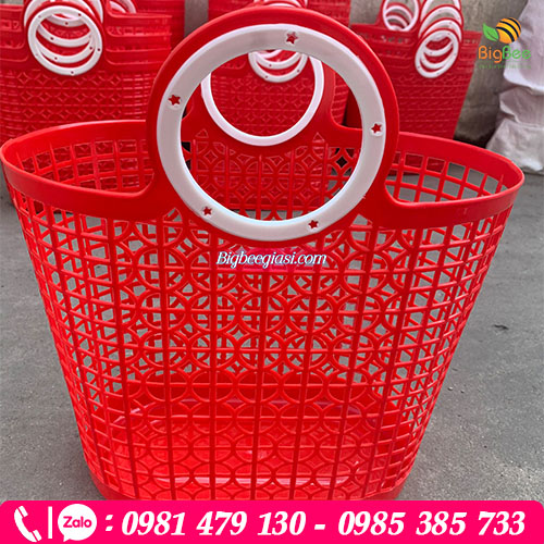 Giỏ nhựa đi chợ loại nhỏ quai tròn êm ái Giỏ nhựa đi chợ loại nhỏ quai tròn êm ái