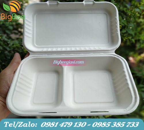 hộp bã mía đựng cơm 2 ngăn
