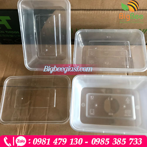 Hộp nhựa chữ nhật 650ml trong suốt
