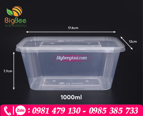 Hộp chữ nhật 1000ml KT: 17.6 X12 X 7.7cm  Hộp chữ nhật 1000ml KT: 17.6 X12 X 7.7cm