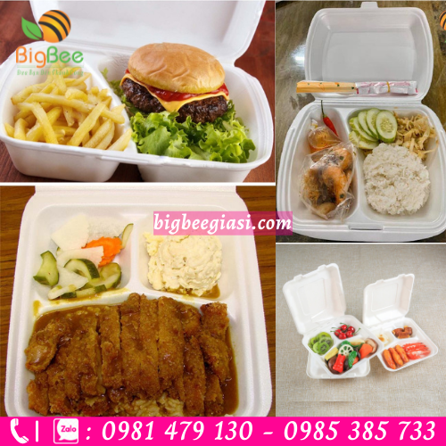 Hộp xốp chia ngăn đựng thức ăn tiện lợi