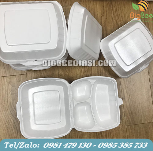 hộp đựng cơm văn phòng 3 ngăn bằng xốp