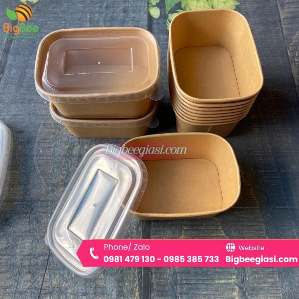 Hộp kraft bento chữ nhật 750ml Hộp kraft bento chữ nhật 750ml