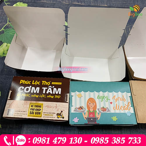 In thông tin lên hộp giấy đựng cơm tạo nhận diện thương hiệu In thông tin lên hộp giấy đựng cơm tạo nhận diện thương hiệu