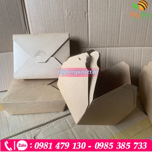 Hộp giấy kraft nắp gài an toàn với thực phẩm nóng vừa chế biến xong Hộp giấy kraft nắp gài an toàn với thực phẩm nóng vừa chế biến xong