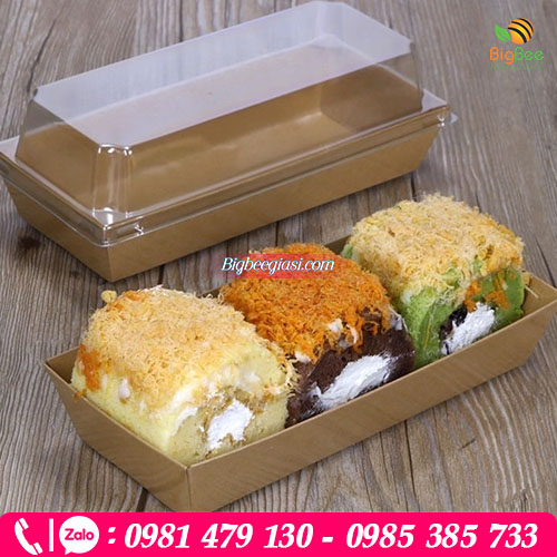 Hộp giấy kraft dài 500ml đựng bánh ngọt, đồ ăn vặt Hộp giấy kraft dài 500ml đựng bánh ngọt, đồ ăn vặt