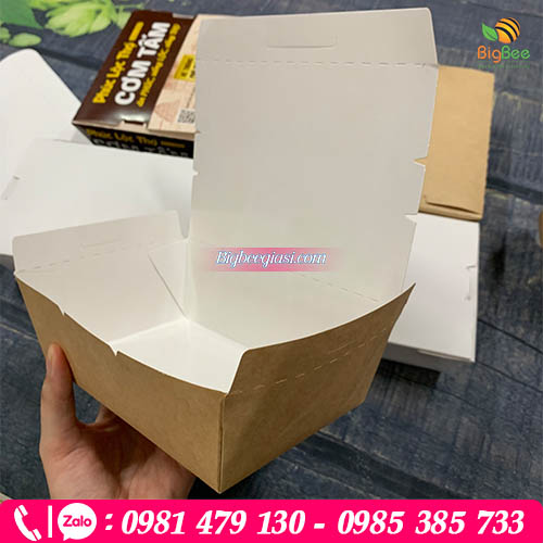 Hộp giấy kraft đựng cơm mang đi dùng 1 lần tiện lợi an toàn Hộp giấy kraft đựng cơm mang đi dùng 1 lần tiện lợi an toàn