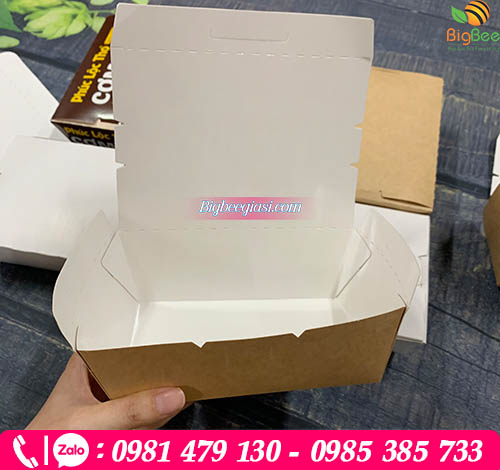 Hộp giấy kraft nắp gập đựng cơm tấm Hộp giấy kraft nắp gập đựng cơm tấm