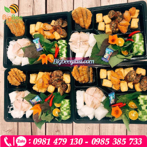 Hộp nhựa HT25 4 ngăn đựng bún đậu mắm tôm Hộp nhựa HT25 4 ngăn đựng bún đậu mắm tôm