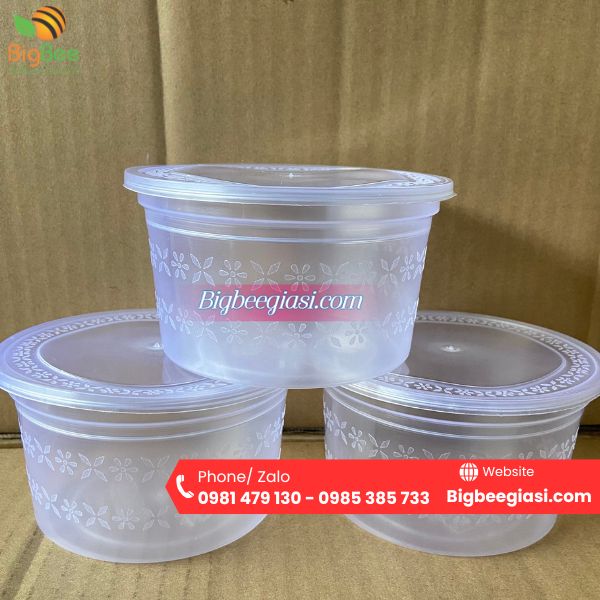 Thố nhựa 500ml họa tiết cánh hoa Thố nhựa 500ml họa tiết cánh hoa