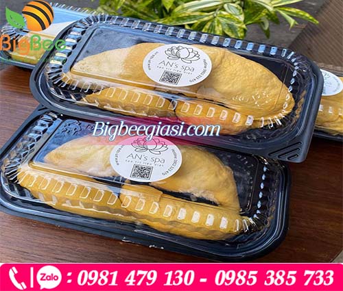 Hộp nhựa đế đen tiện lợi, sạch sẽ đựng sầu riêng