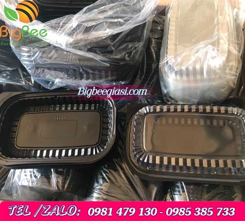 hộp nhựa đế đen đựng sushi