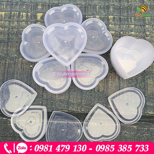 Hũ nhựa/ khuôn nhựa trái tim làm rau câu, bánh flan
