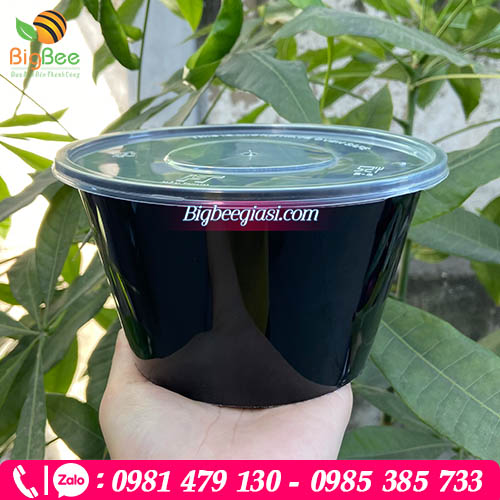Hộp/ thố tròn pp 1000ml màu đen Hộp/ thố tròn pp 1000ml màu đen