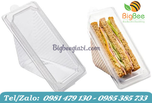 hộp nhựa trong hình tam giác đựng bánh mì sandwich