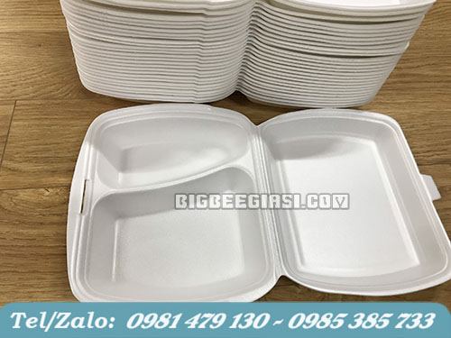 hộp xốp đựng cơm văn phòng 2 ngăn
