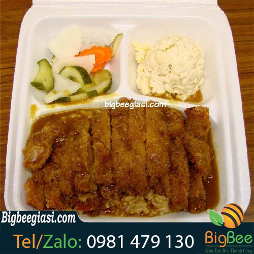 hộp cơm phần 3 ngăn bằng xốp