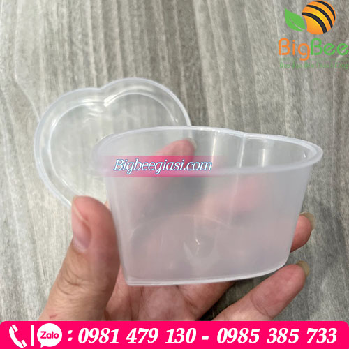 Hũ đựng bánh flan hình trái tim có nắp đậy