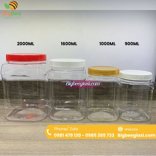 Hũ nhựa vuông nắp nhựa vặn các loại giá rẻ Hũ nhựa vuông nắp nhựa vặn các loại giá rẻ