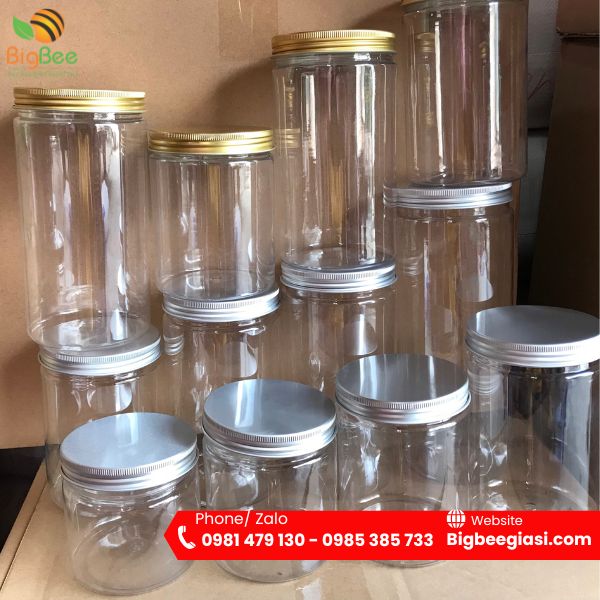 Hũ nhựa pet nắp nhôm đầy đủ kích thước  Hũ nhựa pet nắp nhôm đầy đủ kích thước