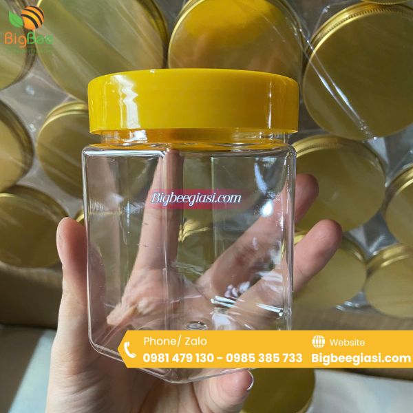 Hũ nhựa lục giác nắp nhựa Hũ nhựa lục giác nắp nhựa