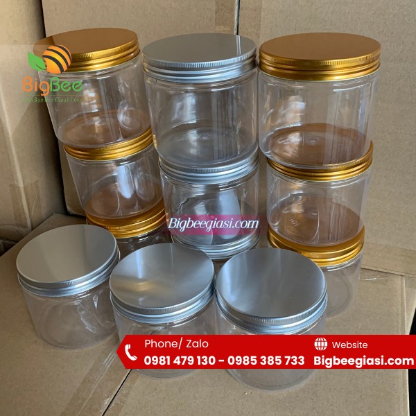 Hũ nhựa pet nắp nhôm bạc/ vàng đựng thực phẩm Hũ nhựa pet nắp nhôm bạc/ vàng đựng thực phẩm