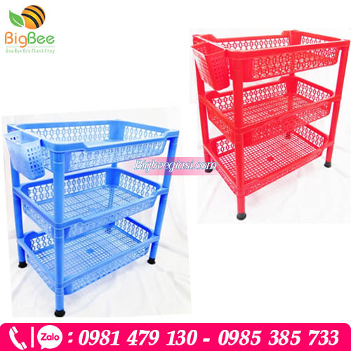 Kệ nhựa 3 tầng đựng chén, ly, đồ lặt vặt Kệ nhựa 3 tầng đựng chén, ly, đồ lặt vặt