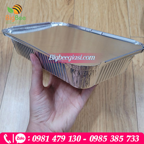 Khay giấy bạc nướng chữ nhật có nắp nhôm đậy Khay giấy bạc nướng chữ nhật có nắp nhôm đậy
