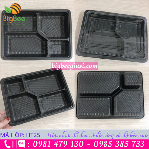 Hộp nhựa đế đen 4 ngăn HT25