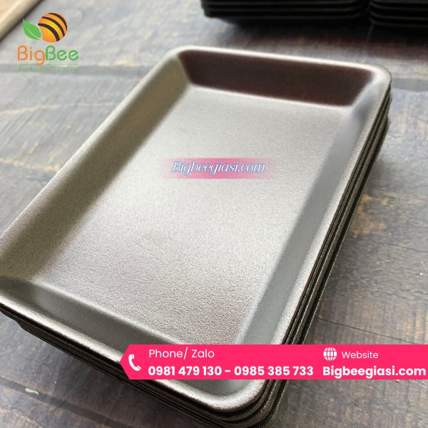 Khay xốp đen đựng thịt tiện lợi sạch sẽ Khay xốp đen đựng thịt tiện lợi sạch sẽ