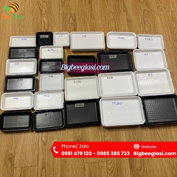 Khay xốp đựng thực phẩm đủ kích thước Khay xốp đựng thực phẩm đủ kích thước
