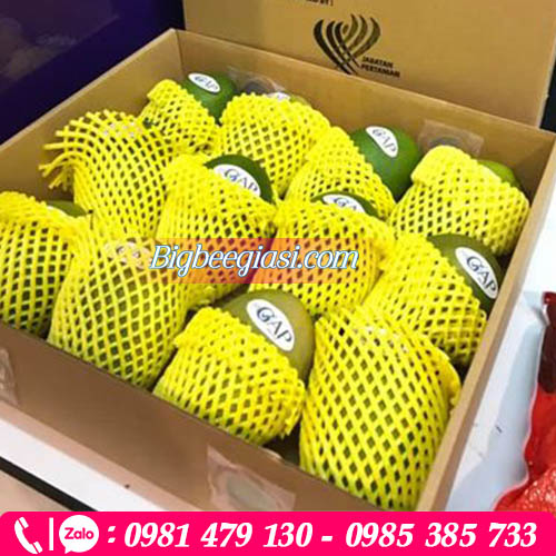 Lưới xốp màu vàng dài 22 cm bọc bơ, dưa, bưởi...