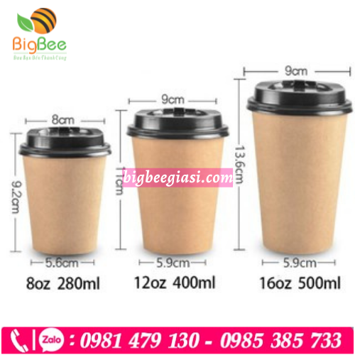 Ly giấy kraft nhiều kích cỡ