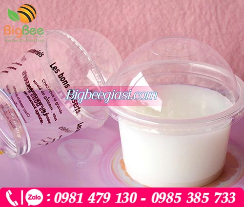 Ly nhựa nắp cầu 200ml đựng kem, sữa chua